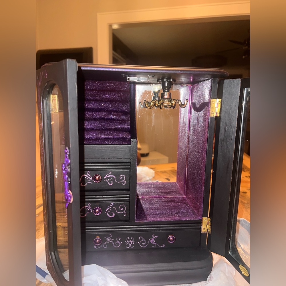 Black Jewelry Box with Purple Interior